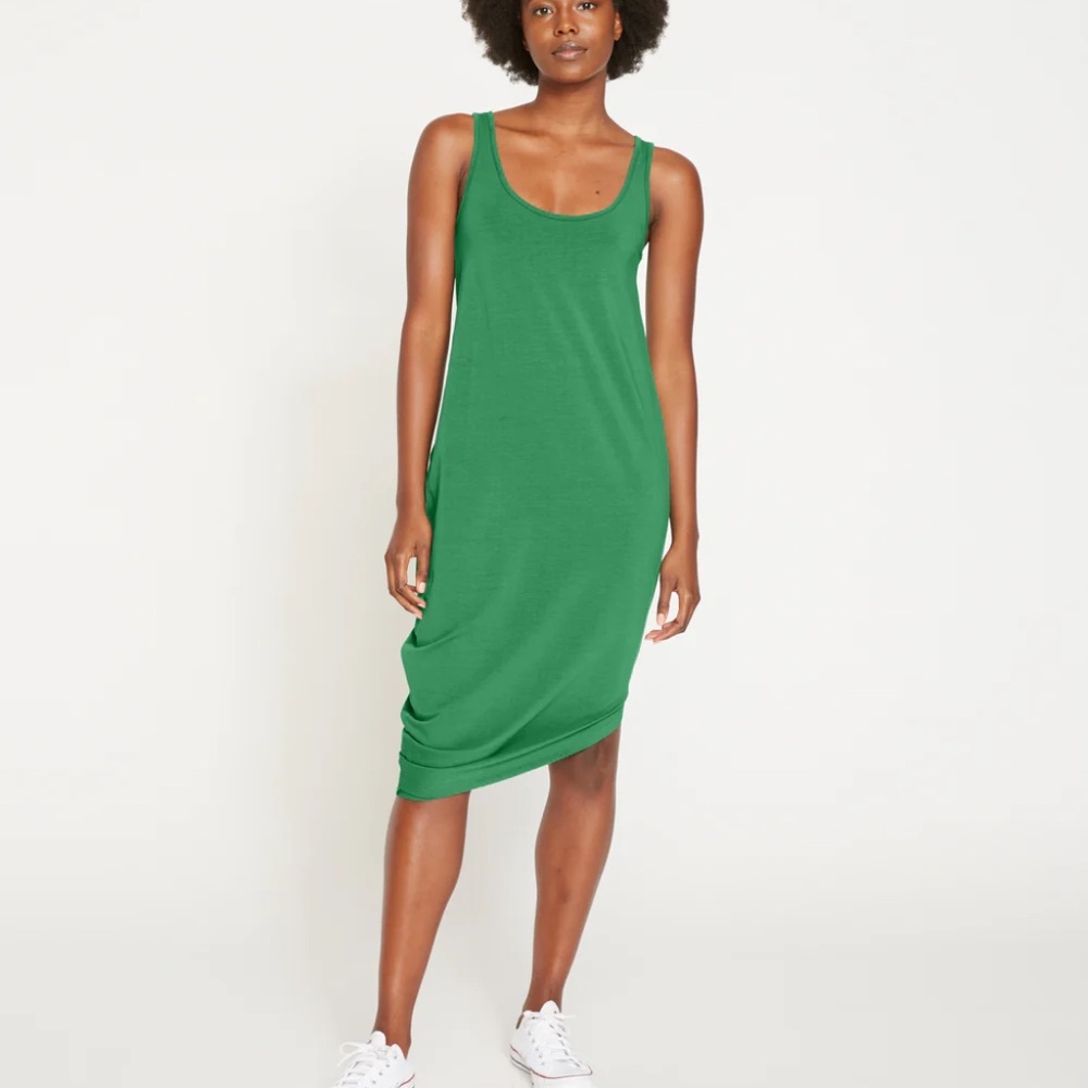 Universal Standard 4XS Geneva Tank Dress in Jardin Green (0/XS equivalent)